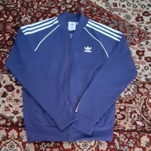 Adidas Navy Sweater with White Stripes